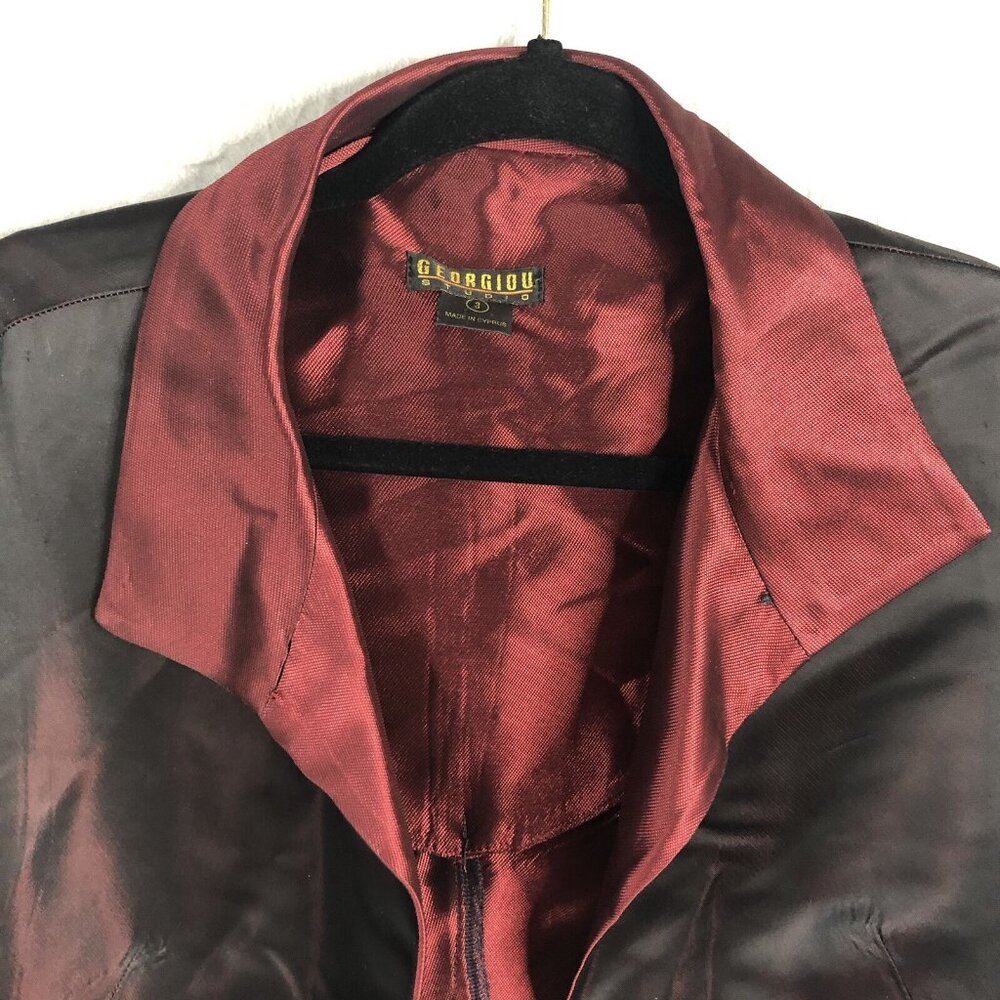 Gerogiou Studio 1 Jacket Womens Large Burgundy Irredescent Event Occasion Italy - Picture 12 of 16